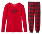 PYJAMAS-SET RÖD/SVART DAM