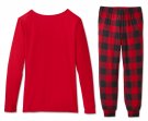 PYJAMAS-SET RÖD/SVART DAM
