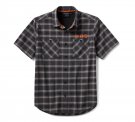 Men's H-D TECH Vented Stretch Comfort Shirt - Plaid - Asphalt & Harley Black