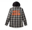 Men's Hooded Plaid Long Sleeve Shirt