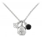 Harley-Davidson® Womens Skull & Stone Charm Necklace, Sterling Silver
