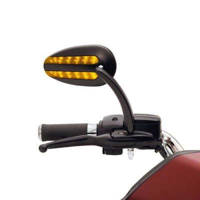 Mirror with Auxiliary Running Light and Directional Indicator - Satin Black