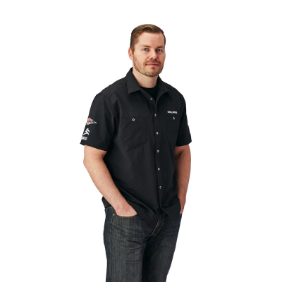 Men's Short-Sleeve Tech Race Pit Shirt, Black Item # 2868561