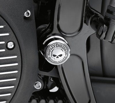 Willie G Skull Swingarm Pivot Bolt Cover Kit - Chrome