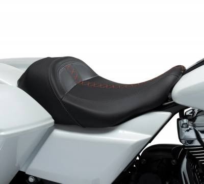 Low-Profile Solo Touring Seat – Orange Stitch