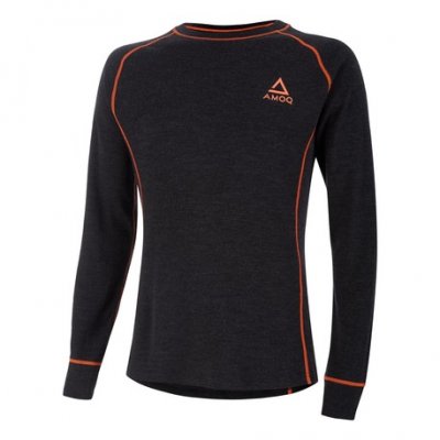 AMOQ 100% Merino Underställströja Grå/Orange - Herr