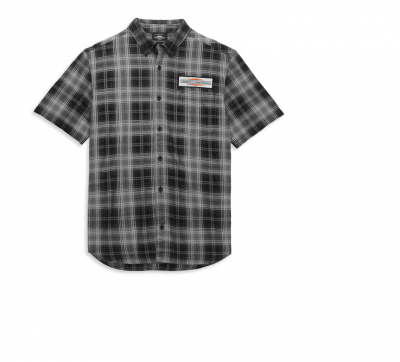 Men's Stacked Graphic One Pocket Plaid Shirt