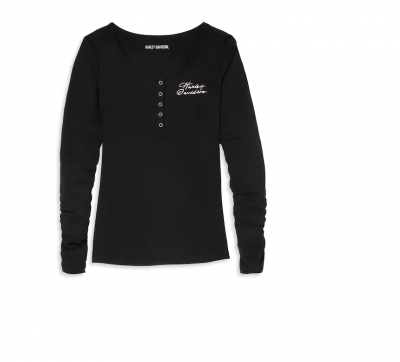 Women's Script Font Five Snap Henley