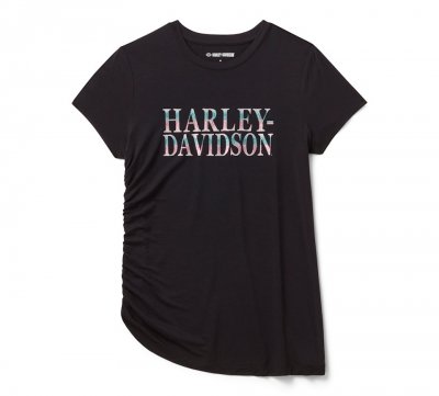 Women's Ombre Bling Side Ruched Top - Harley Black