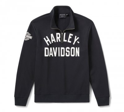 Men's H-D Essential 1/4 Zip Pullover Fleece - Harley Black