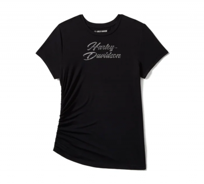 Women's Essential Bling Ruched Short Sleeve Top - Harley Black