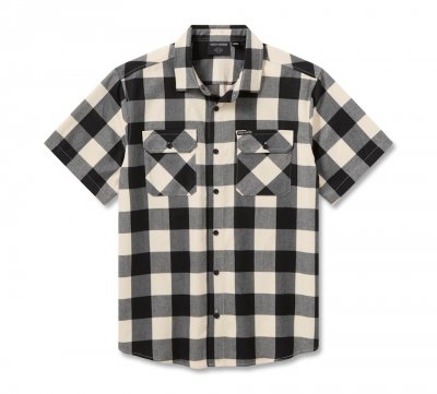 Men's H-D Standard Short Sleeve Plaid Shirt - Birch & Harley Black