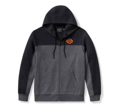 Men's H-D TECH Gaiter Full Zip - Colorblock - Charcoal Grey Heather (B65) & Harley Black