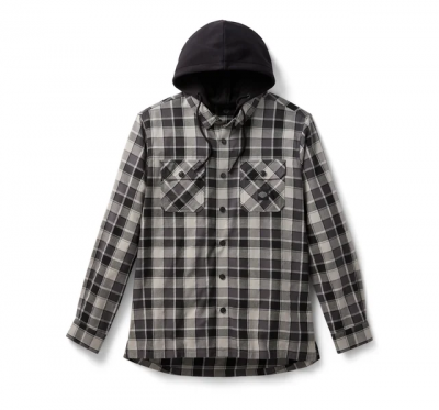 Men's Hooded Plaid Long Sleeve Shirt