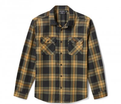 Men's H-D Standard Long Sleeve Plaid Shirt - Chicory & Harley Black