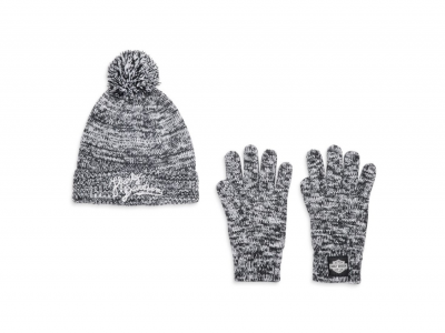 Women's Bobble Hat And Glove Set Up North, grey