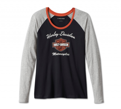 Women's First-Class Long Sleeve Raglan Tee - Colorblocked - Black Beauty