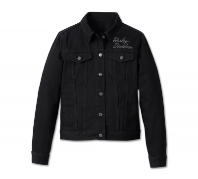 Women's Essential Bar & Shield Denim Jacket - Black Denim