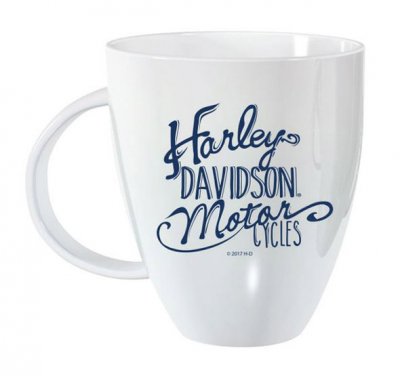 Harley-Davidson® Bistro Lustre Ceramic Coffee Cup, White 18