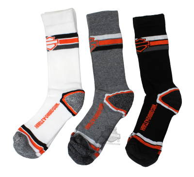 Harley-Davidson® Men's Retro Rider Socks | Multi-Color 3-Pack | Moisture-Wicking | Mid-Calf Fit