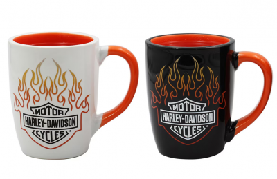 H-D B&S Flames Color Change Mug Set