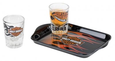 SHOT GLAS SET FLAME + BRICKA