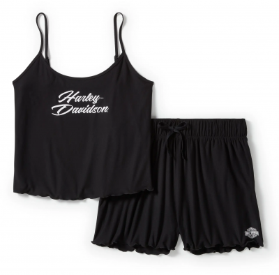 Harley-Davidson women´s Pajama Short Set Lettuce Trim black
