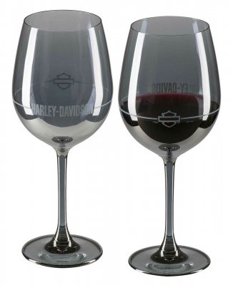 Harley-Davidson®Wine Glass Set - Smoke Gray Finish