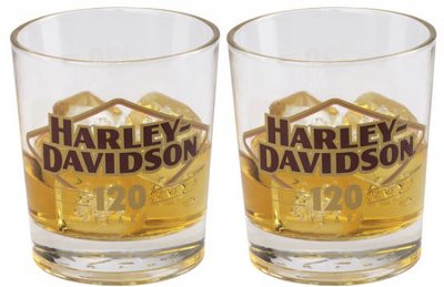 Harley-Davidson® 120th Anniversary Etched Double Old Fashioned Glass Set