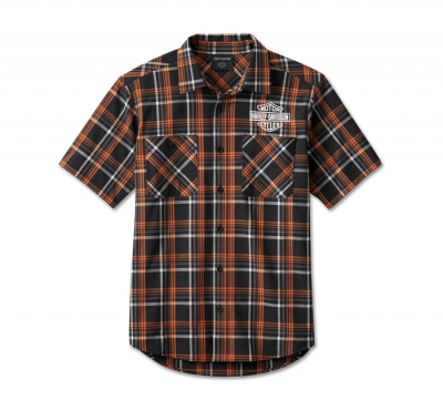 Harley-Davidson Shirt - Woven, Orange Plaid