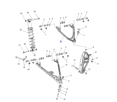 CTRL ARM UPR RIGHT SIDE GS BLK