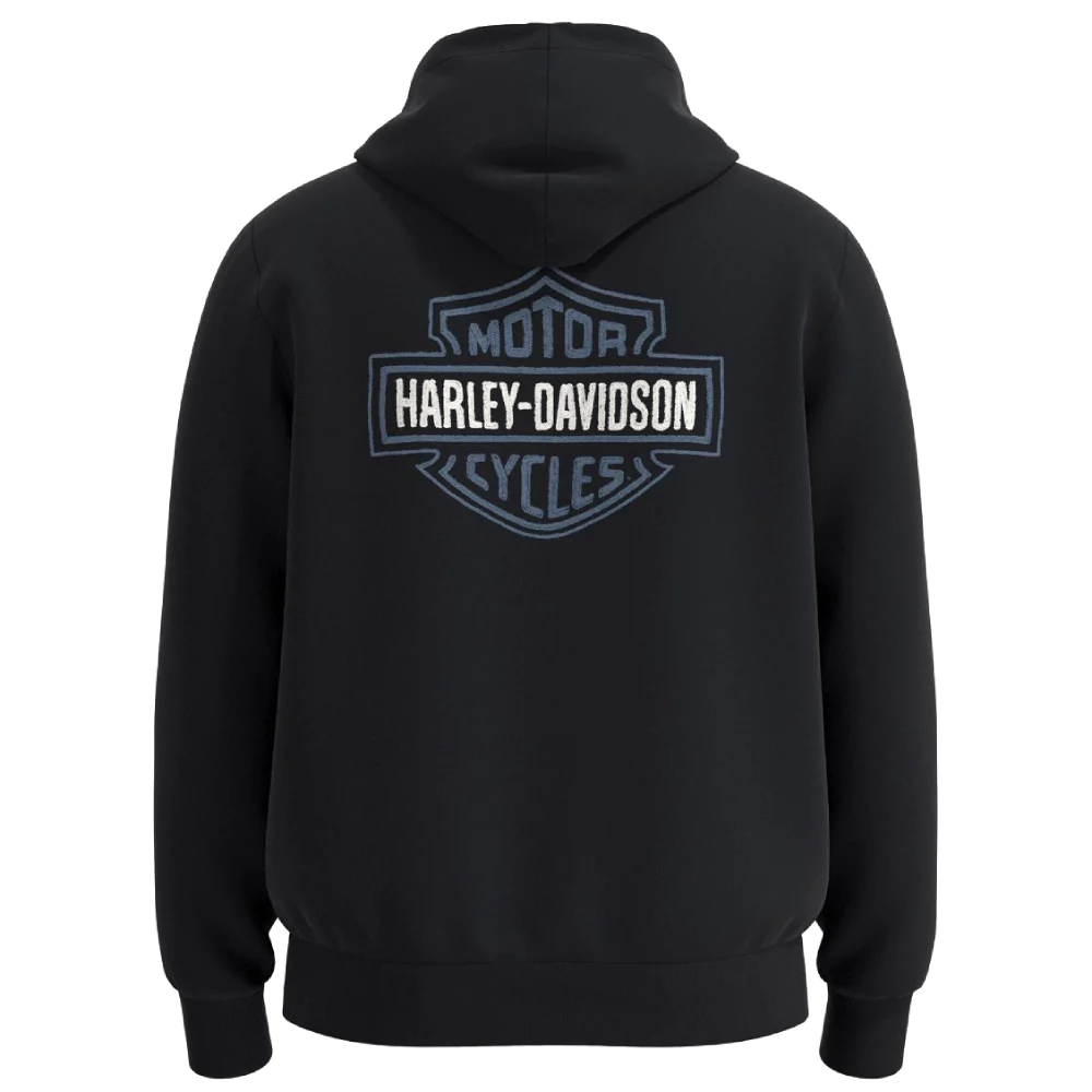 Harley-Davidson® Black / Blue Bar & Shield Zip Hoodie - Slutsålda